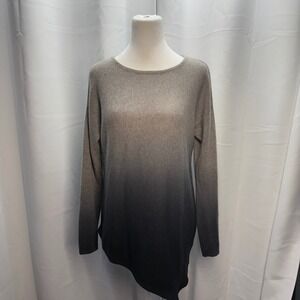 Only Mine 100% 2 Ply Cashmere‎ M Ombré Asymmetrical Gray Navy Sweater Scoop Neck